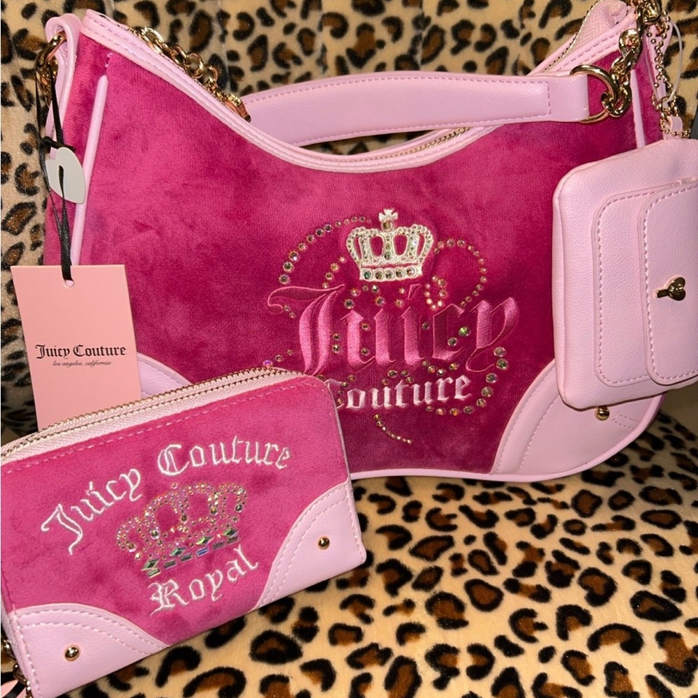 Juicy Couture Pink and Light Pink Bag and Wallet Set